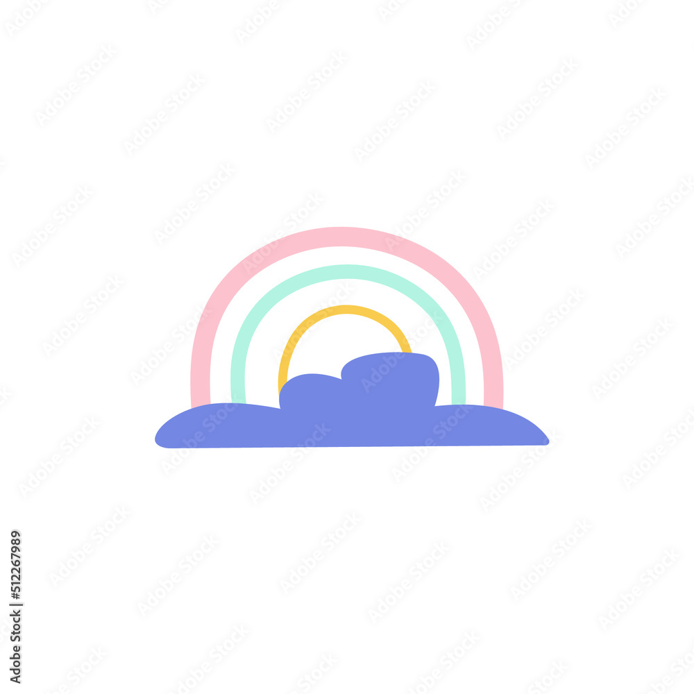 Cute cloud with rainbow. Perfectly look on t-shirt, poster, nursery decoration, apparel design.