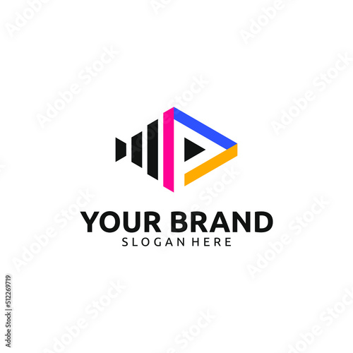 Free Download LETTER P & FISH MEDIA PLAY LOGO DESIGN - GFXLoad