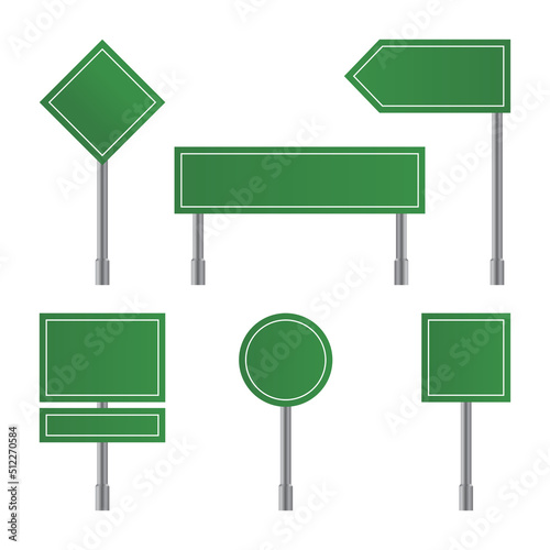 Set of blank road signs template