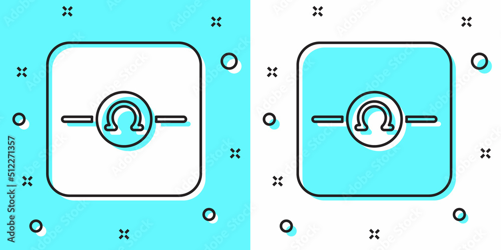 Black line Ohmmeter icon isolated on green and white background. Random dynamic shapes. Vector Black line Ohmmeter icon isolated on green and white background. Random dynamic shapes. Vector