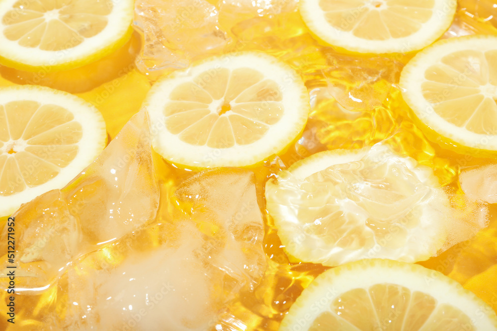 Concept of freshness, fresh lemons with ice Concept of freshness, fresh lemons with ice