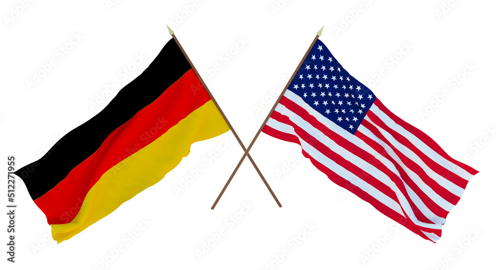 Obraz premium Background for designers, illustrators. National Independence Day. Flags Germany and United States of America. USA