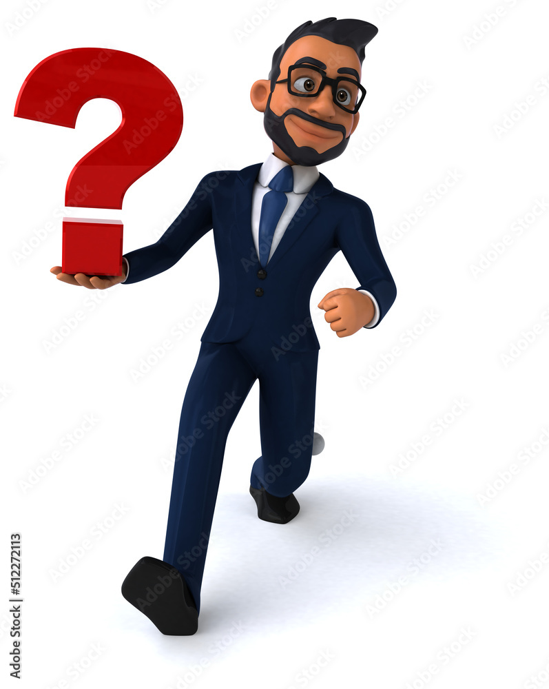 Fun 3D cartoon illustration of an indian businessman Fun 3D cartoon illustration of an indian businessman