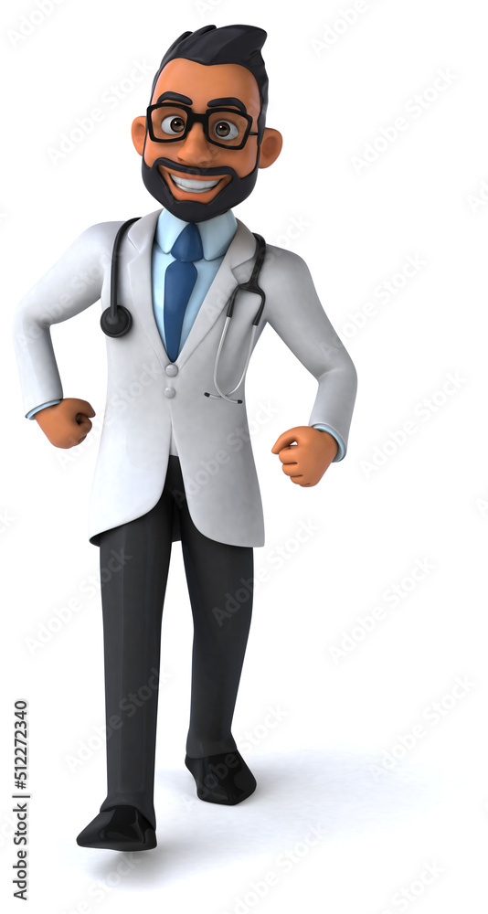 Fun 3D cartoon illustration of an indian doctor Fun 3D cartoon illustration of an indian doctor