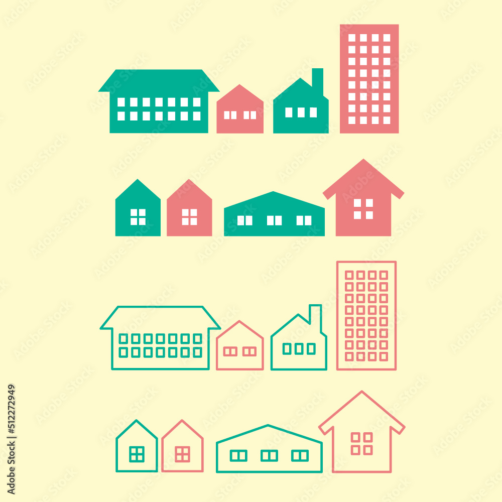 Houses and buildings illustration set - Vector Houses and buildings illustration set - Vector