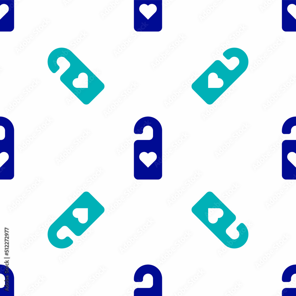 Blue Please do not disturb with heart icon isolated seamless pattern on white background. Hotel Door Hanger Tags. Vector Blue Please do not disturb with heart icon isolated seamless pattern on white background. Hotel Door Hanger Tags. Vector