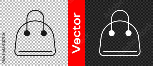 Black Handbag icon isolated on transparent background. Female handbag sign. Glamour casual baggage symbol. Vector