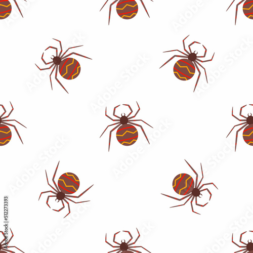 Children s seamless pattern with spiders on a white background. Perfect for kids clothing, fabric, textiles, baby jewelry, wrapping paper.