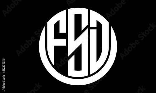 FSD shield in circle logo design vector template. letter mark, wordmark, monogram symbol on white background. photo