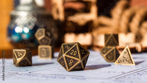 Close-up image of a metallic d20