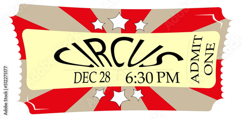 colored tickets for the circus, with fancy vorma and texture