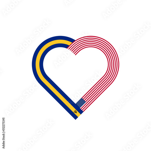 unity concept. heart ribbon icon of barbados and united states flags. vector illustration isolated on white background