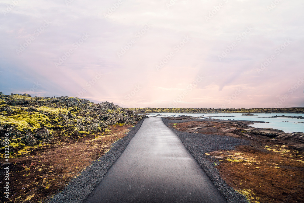 Asphalt trail at the Blue Lagoon in Iceland