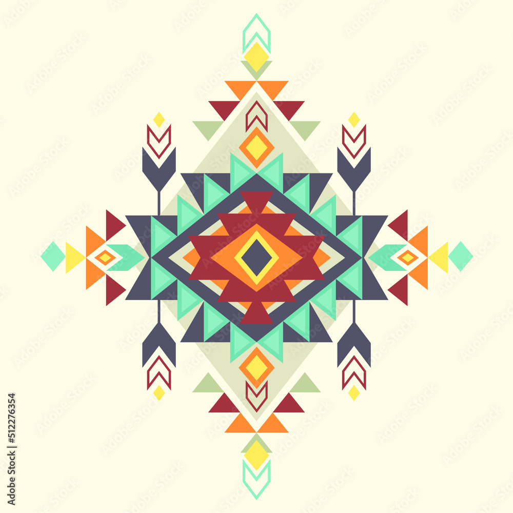 Colorful tribal ethnic ornament. Isolated on light background.
