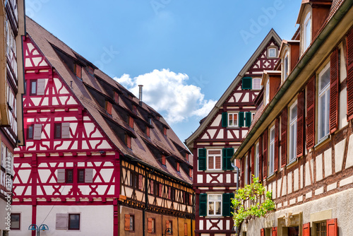 Beautiful traditional half-timbered houses in the old town of Herrenberg, Black Forest, Germany