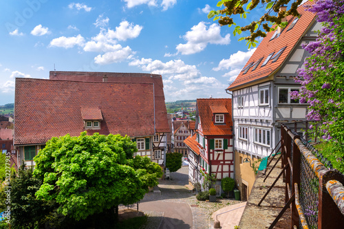 Beautiful traditional half-timbered houses in the old town of Herrenberg, Black Forest, Germany photo