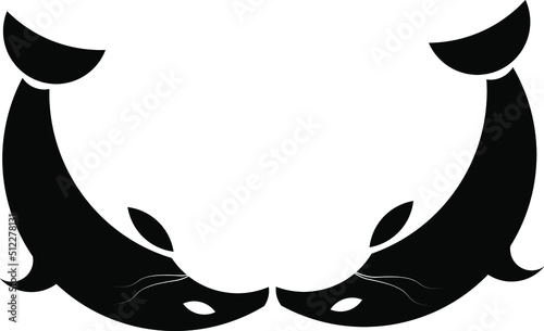 Gestalt icon. Fishes and cat. Made using the Golden Ratio. 