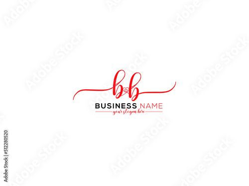 Letter BB Signature Logo Icon, Signature Bb bb Love Fashion Logo Image Design For Wedding Romance or Business