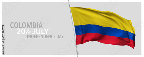 Colombia happy independence day greeting card, banner with template text vector illustration