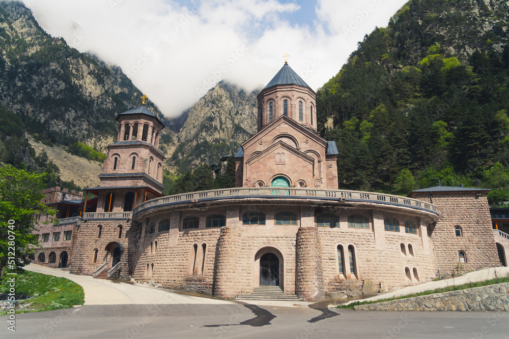 Archangel Monastery Complex in Dariali Gorge, Kazbegi, Georgia. High quality photo