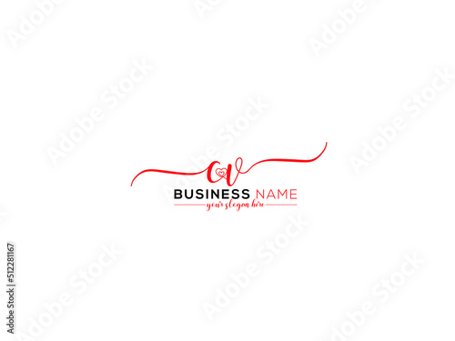 Signature CV Logo Image, Colorful Cv vc Logo Letter Vector Signature Love Art For You
