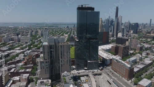 flying left view of downtown Brooklyn skyline photo