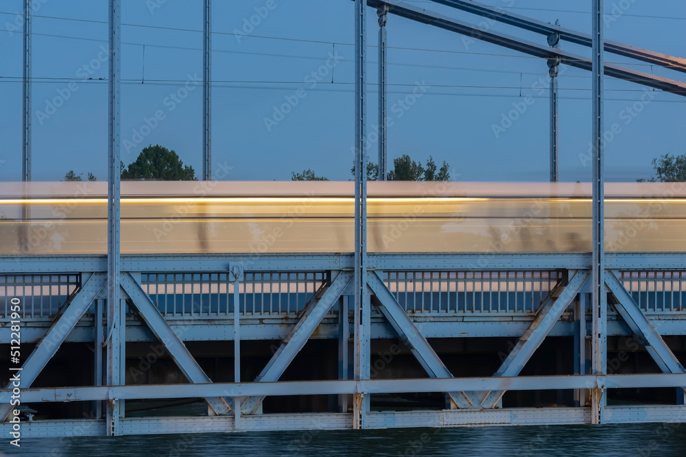 Long Exposure photo of tram on Grunwald bridge in Wroclaw, Poland Long Exposure photo of tram on Grunwald bridge in Wroclaw, Poland