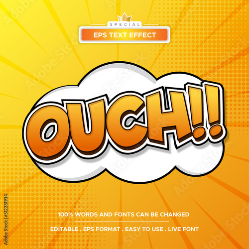 Comic book ouch text effect editable cartoon and pop art text style