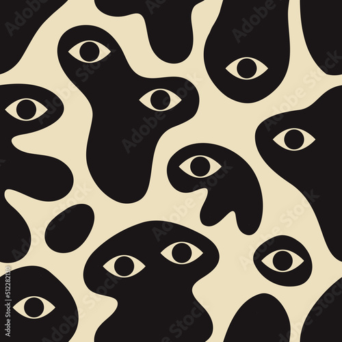Seamless pattern with strange surreal creatures with eyes