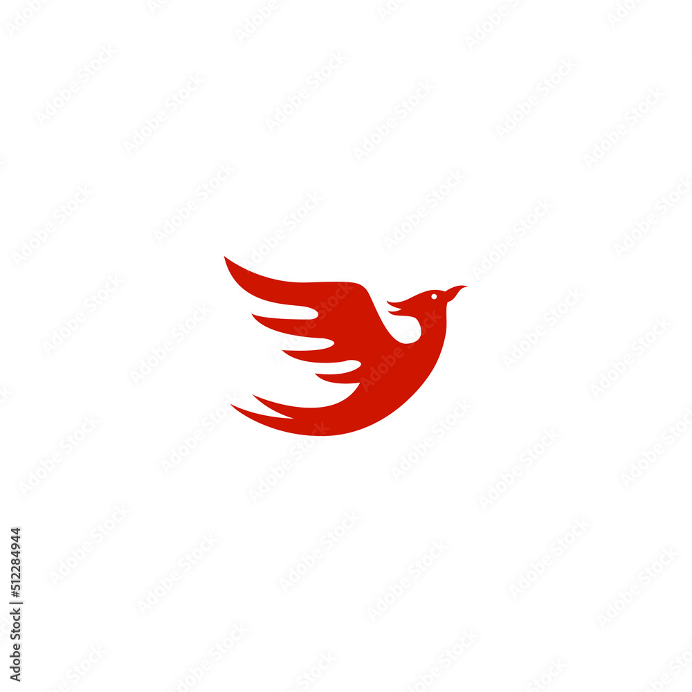 vector illustration of a red phoenix for an icon, symbol or logo. phoenix bird flat logo vector illustration of a red phoenix for an icon, symbol or logo. phoenix bird flat logo