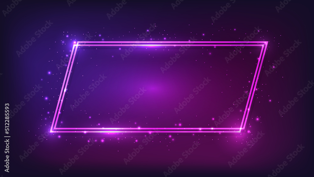 Obraz premium Neon double quadrangle frame