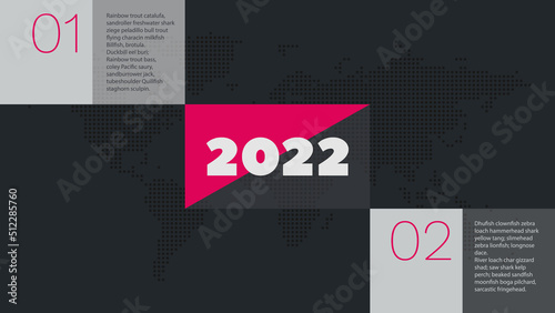 2022 Vector infographic elements for business, presentation, web design, landing page, template, sample. 1 2 steps with world map symbol