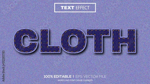 3d editable text effect cloth theme premium vector
