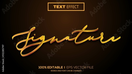 3d editable text effect signature theme premium vector