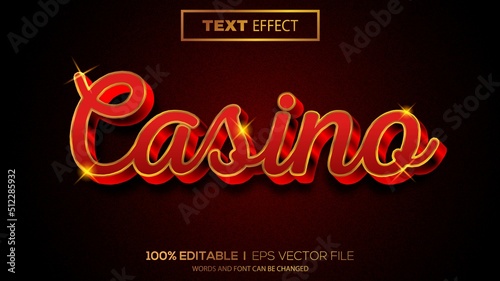 3d editable text effect casino theme premium vector