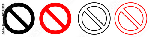 Red and black Stop sign vector icon set. Warning illustration sign collection. entry forbidden symbol. photo