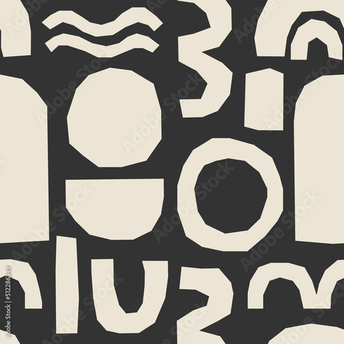 Cute trendy motley seamless pattern with abstract nature elements shape