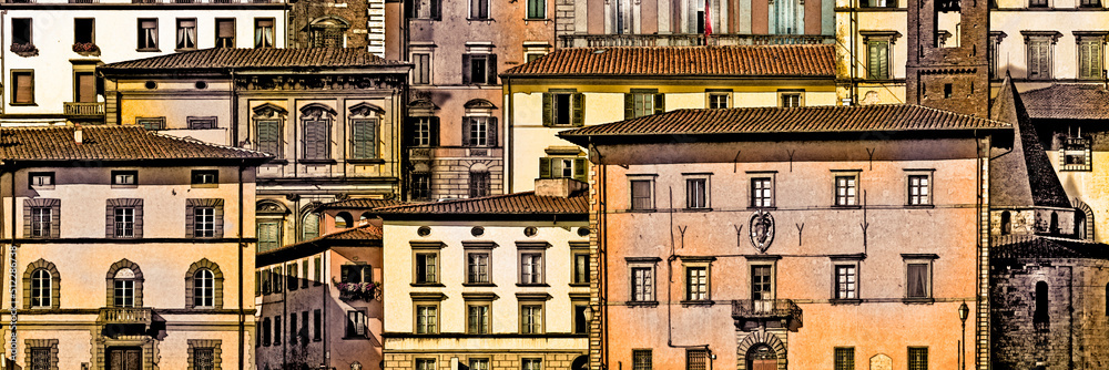 Abstract Art composition inspired of typical old Italian buildin