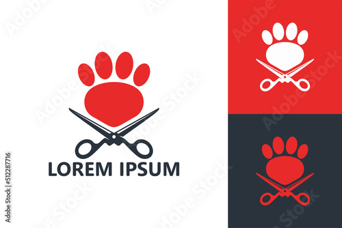Pet barber logo template design vector