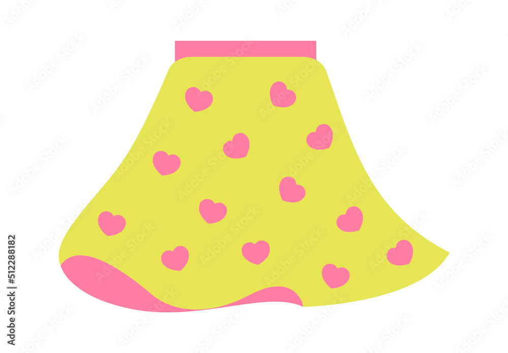 Girl skirt with hearts. Vector illustration