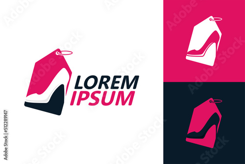Woman shoe store logo template design vector