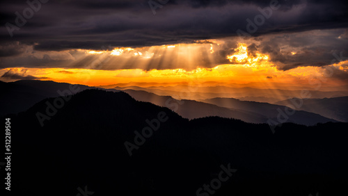 Fototapeta Naklejka Na Ścianę i Meble -  Sunset in the Rarau mountains, Eastern Carpathians, Romania.