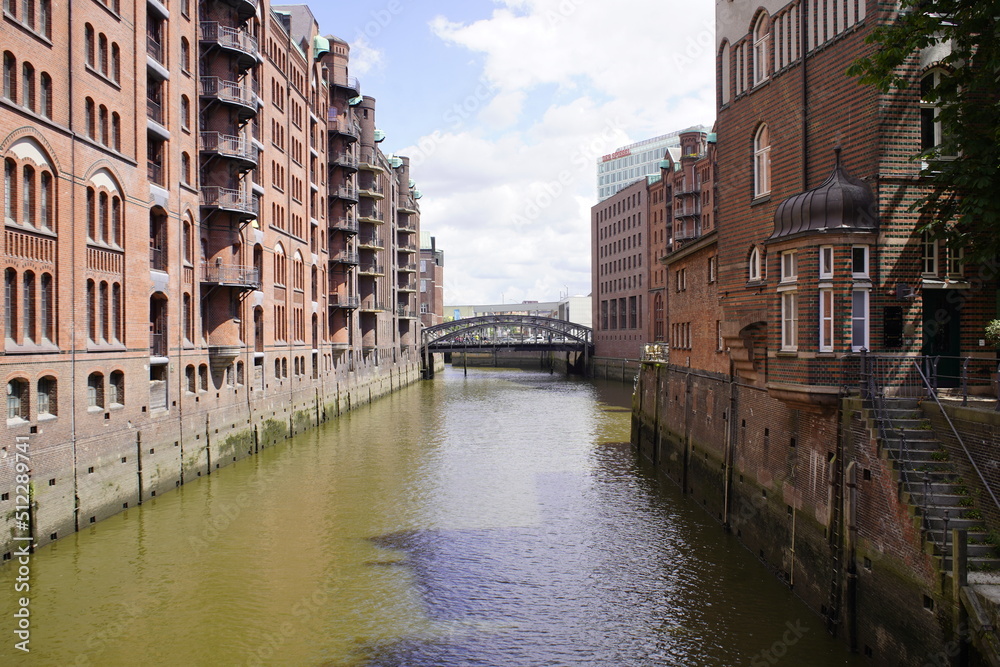 The Speicherstadt (lit. city of warehouses, meaning warehouse district) in Hamburg, Germany is the largest timber-pile founded warehouse district in the world.