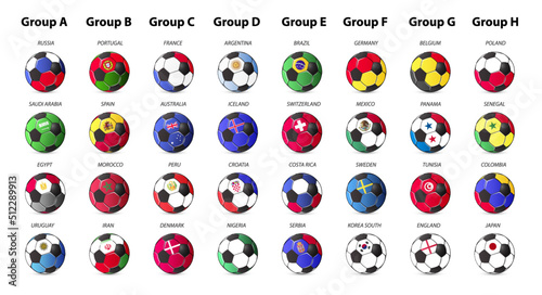 Soccer ball with the flag of the player's country. Ball icon set. © rb_octo