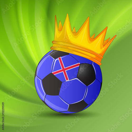 Ball with a crown. Soker king. Winner. Iceland