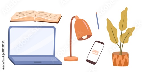 Set of objects connected with studying.