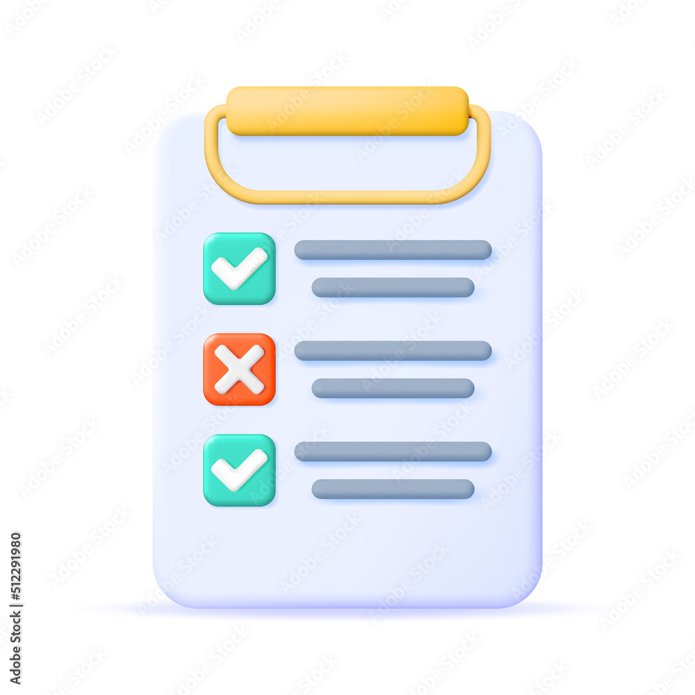 3D Paper Clipboard Holder with Checklist Symbol 3D Paper Clipboard Holder with Checklist Symbol