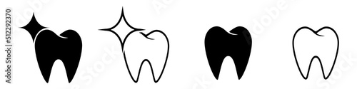 Tooth vector icon set. dentist illustration sign collection. 