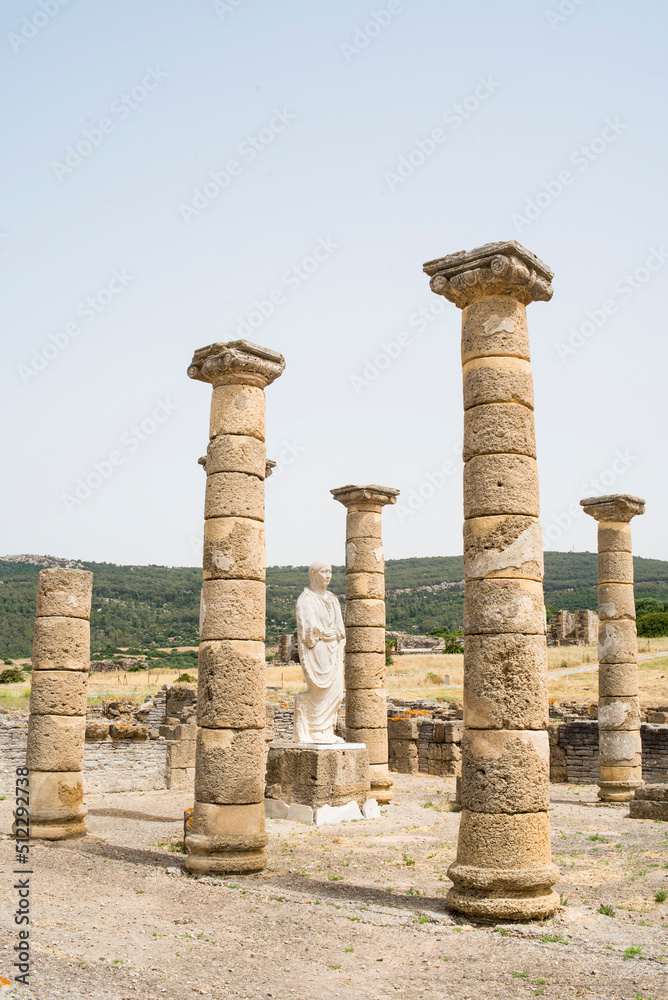 Ancient Roman ruins of Baelo Claudia on the beaches of Bolonia, Cadiz, Spain.