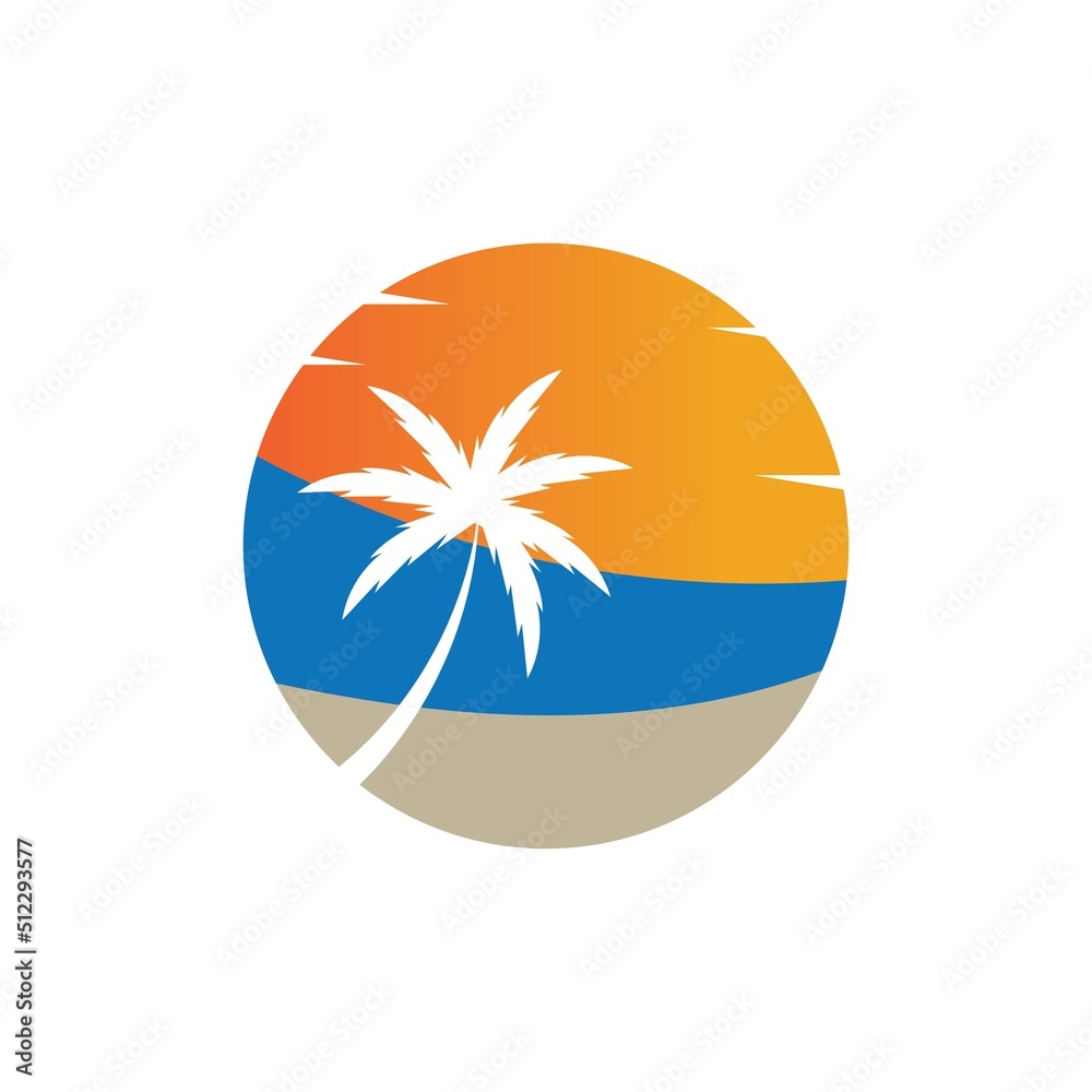 Palm tree summer illustration logo template vector design Palm tree summer illustration logo template vector design